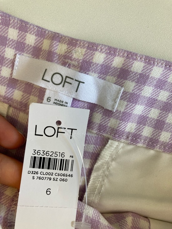LOFT Pants Lavender and White Gingham Trousers Size 6 - Picture 4 of 5